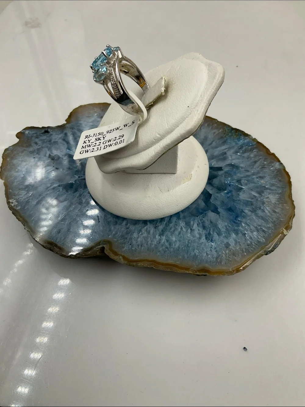 Ross¥Simons Three-Stone Sky Blue Topaz Sterling Ring - Size 7